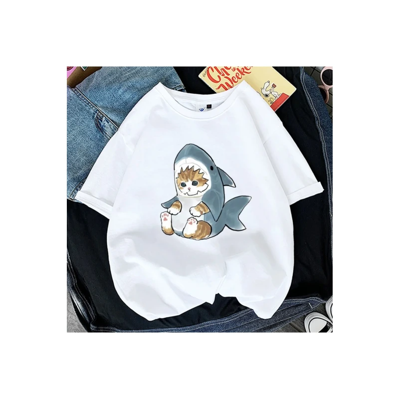 Kawaii kedi köpekbalığı T-shirt