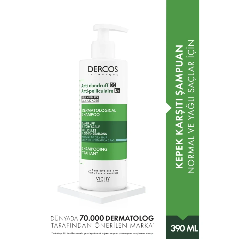 Dercos Anti Dandruff Kepek Karşıtı Şampuan 390 ml - Normal Ve Yağlı Saçlar