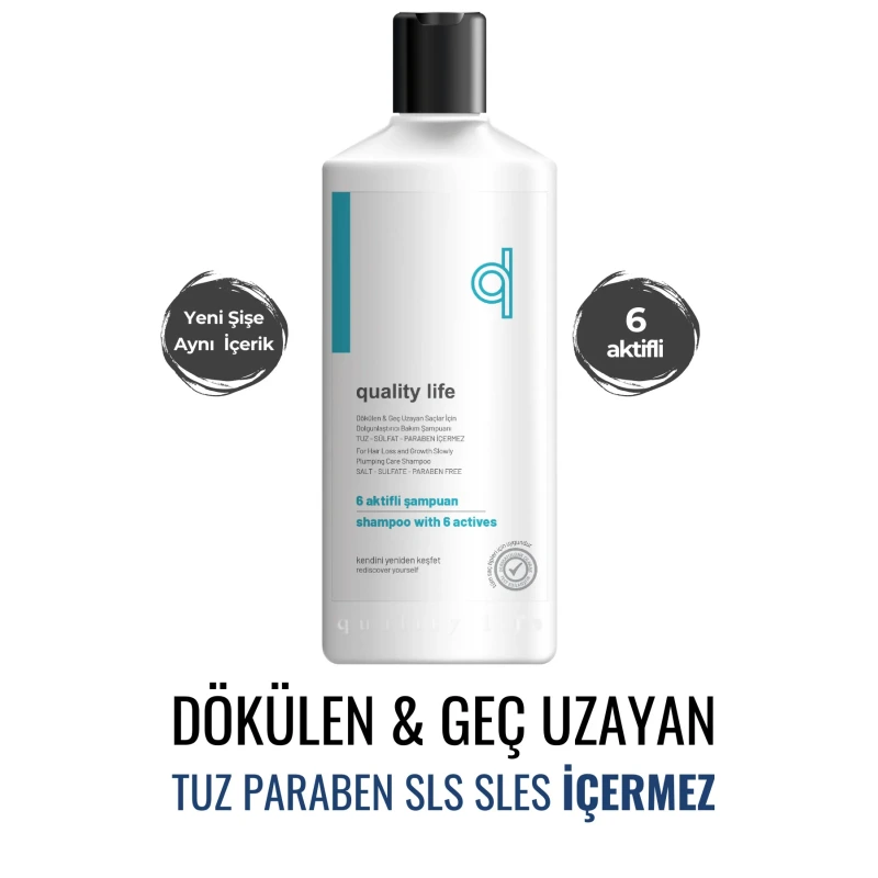 Ql 6 Aktifli Saç Dökülmesine Karşı Şampuan Hızlı Saç Uzatan Tuzsuz Sülfatsız