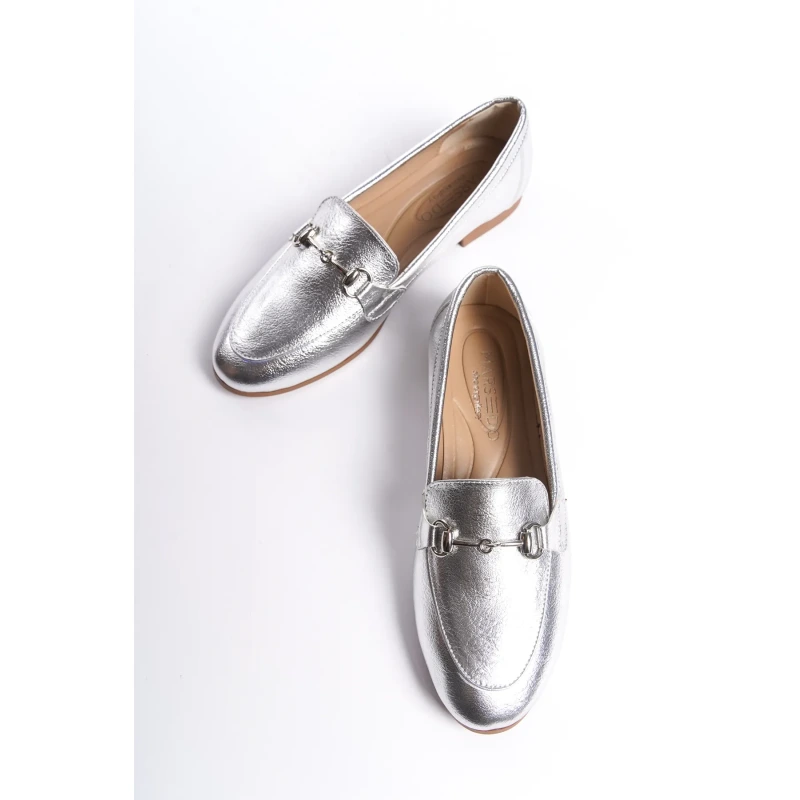 Tens Kadın Oval Burun Zincirli Loafer Günlük Ayakkabı