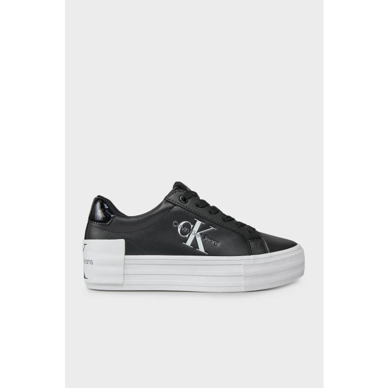 Logolu Flatform Deri Sneaker Ayakkabı