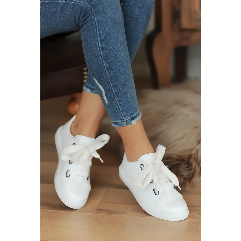 Beyaz Kadın Spor Sneaker Casuel Günlük Ayakkabı