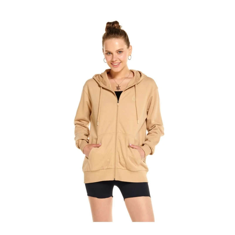 Kadın Basic Fermuarlı Sweatshirt
