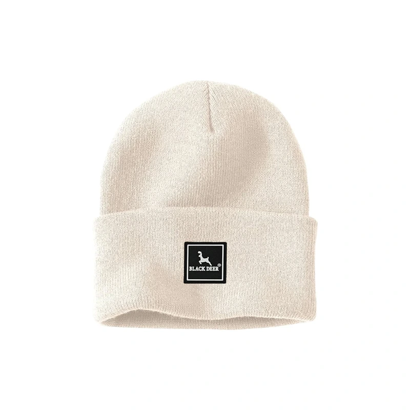 Unisex Bej Kışlık Bere Şapka Düz Logolu Yumuşak Triko Basic Akrilik Beanie