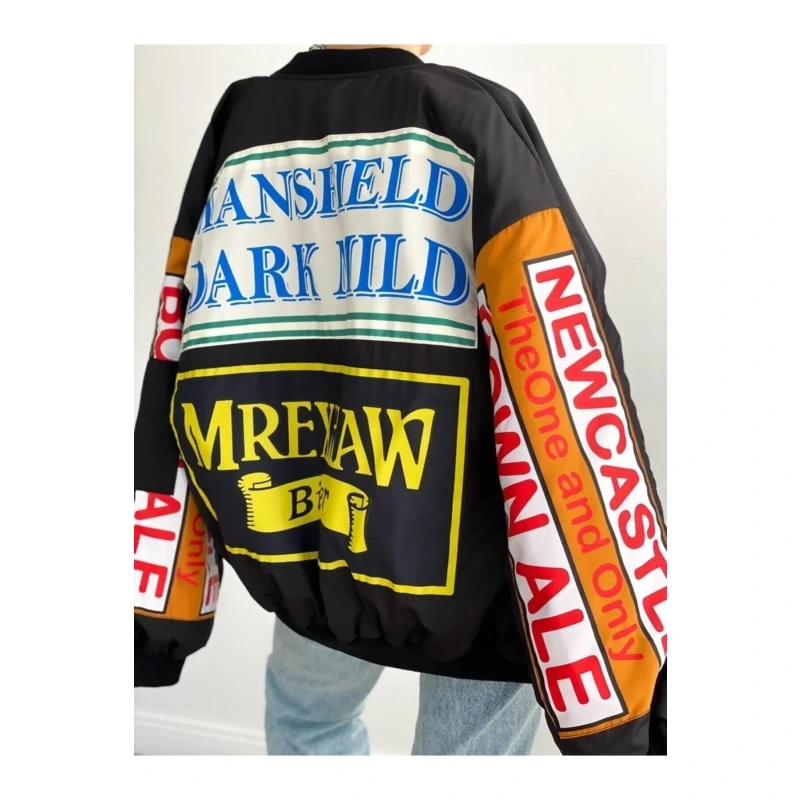 Siyah Unisex Mansfield Vintage Bomber Ceket