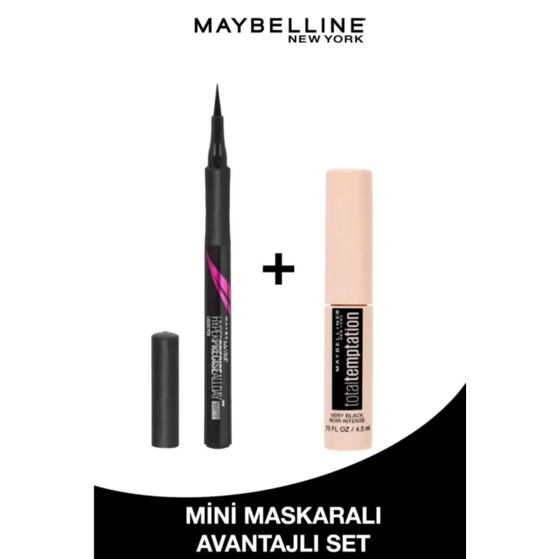 Hyper Precise All Day Mat Siyah Eyeliner 701 + Total Temptation Mini Siyah Maskara Avantajlı Set