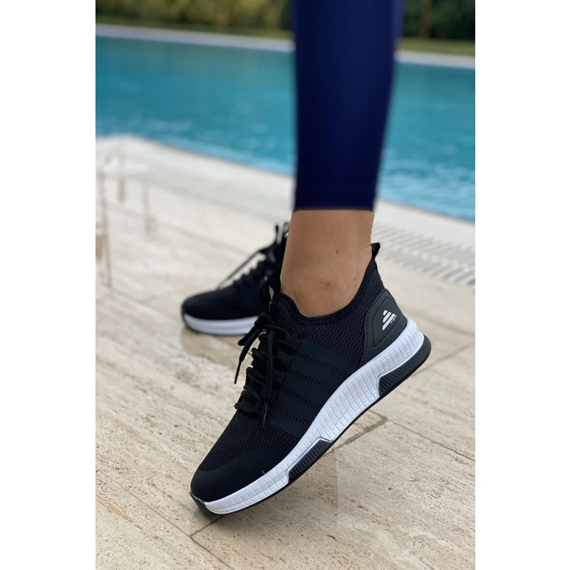 UNİSEX SİYAH TRİKO SNEAKER SPOR AYAKKABI